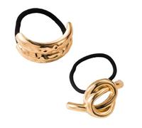 Set di 2 corde per capelli in metallo brillante, forma geometrica, per acconciature a coda di cavallo e chignon, elastici alla moda