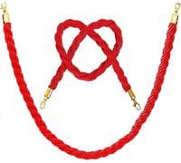 Set di 2 corde rosse in nylon intrecciato con ganci metallici a scatto | Corde guidafila da 32 mm per hotel, teatri, musei, ristoranti, inaugurazioni, celebrazioni ed eventi speciali VIP