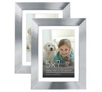 Set di 2 cornici per foto Americanflat 5x7 in argento - Utilizzabile come cornice per foto 4x6 con passepartout o cornice 5x7 senza passepartout