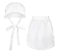 Set di 2 costumi coloniali di Halloween con cappuccio bianco e mezzo grembiule, accessori per costume da pellegrino per cameriera e cosplay