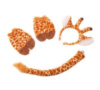 Set di 2 costumi da giraffa: cerchietto con orecchie, coda e guanti con zoccoli