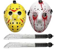 Set di 2 costumi di Halloween da killer e maschere spaventose da hockey, accessori per adolescenti, casa infestata, venerdì, cosplay, feste in maschera e decorazioni per feste di Halloween