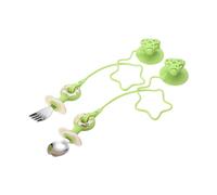 Set di 2 cucchiai e forchetta, impugnatura ergonomica, in acciaio inox, per l'allenamento della nutrizione del neonato, aspirapolvere in silicone multipurpose