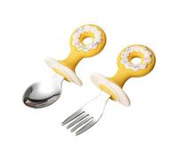 Set di 2 cucchiai in silicone per bambini, set di forchette a LED per bambini, anti-strozzamento, primi utensili di alimentazione, cucchiaio, posate, posate