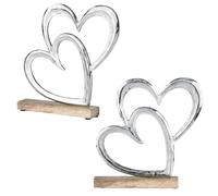 Set Di 2 Cuori Decorativi Oggetto Decorativo Argento Amour -8-