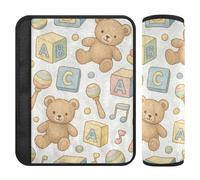 Set di 2 cuscinetti per cintura di sicurezza per auto, copertura morbida per borsa della fotocamera, per adulti e bambini, motivo con giocattoli per bambini, motivo: libro di fiabe (1)