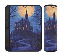 Set di 2 cuscinetti per cintura di sicurezza per auto, copertura morbida per fotocamera per adulti, ragazzi, bambini, M, Halloween, notte raccapricciante al chiaro di luna