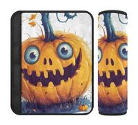 Set di 2 cuscinetti per cintura di sicurezza per auto, morbidi cuscinetti per cintura di sicurezza per adulti, ragazzi, bambini, M, Halloween, zucca, piccolo mostro