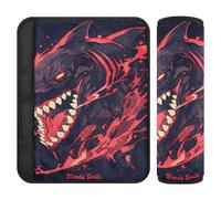 Set di 2 cuscinetti per cintura di sicurezza per auto, traspiranti, per donne, uomini, bambini, M, Bloody Shark Graphic Art