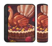 Set di 2 cuscinetti per cinture di sicurezza per auto, morbidi coprisella per seggiolino per bambini per adulti e bambini, M, giorno del Ringraziamento, zucca, tacchino e torta di frutta