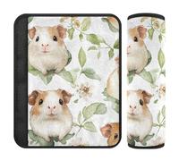 Set di 2 cuscinetti per cinture di sicurezza per auto, traspiranti, copertura per tracolla per seggiolino auto, per adulti e bambini, motivo floreale con porcellini d'India