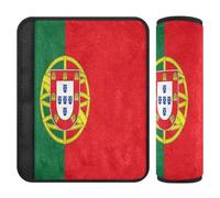 Set di 2 cuscinetti per cinture di sicurezza per auto, traspiranti, per bambini, per adulti, bambini, bandiera del Portogallo, dimensioni precise