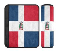 Set di 2 cuscinetti per cinture di sicurezza per auto, traspiranti, per zaini e spallacci, per adulti e bambini, M, bandiera della Repubblica Dominicana