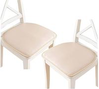 Set di 2 cuscini antiscivolo in ecopelle per sedie da pranzo, 40 x 43 cm, impermeabili, con laccetti e fodera lavabile in lavatrice, per cucina e sala da pranzo