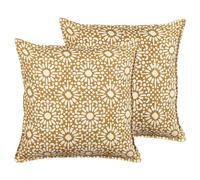 Set di 2 cuscini boho cotone motivo geometrico 45 x 45 cm beige Ceiba