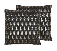 Set di 2 cuscini decorativi con alberi di Natale 45 x 45 cm nero LEROY