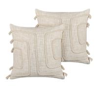 Set di 2 cuscini decorativi con motivo astratto 45x45cm beige Pleione