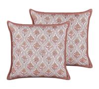 Set di 2 cuscini decorativi cotone fiori 45x45 cm rosso e bianco Picea