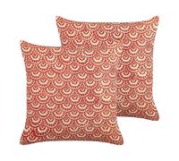 Set di 2 cuscini decorativi cotone rosso crema motivo geometrico 45 x 45 cm Rhus
