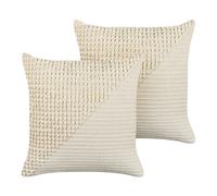 Set di 2 cuscini decorativi fantasia geometrica 45x45cm beige e panna Pellaea
