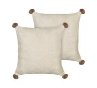Set di 2 cuscini decorativi in cotone intrecciato beige Oberonia