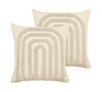 Set di 2 cuscini decorativi in cotone trapuntato con motivo astratto colore beig
