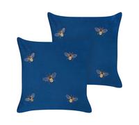 Set di 2 cuscini decorativi in velluto blu 45 x 45 cm con motivo con api Talinum