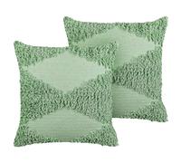 Set di 2 cuscini decorativi trapuntati in cotone 45 x 45 cm verde Rhoeo