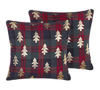 Set di 2 cuscini imbottiti alberi di natale 45 x 45 cm verde e rosso