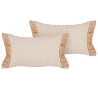 Set di 2 cuscini in poliestere beige con motivo geometrico 30 x 50 cm