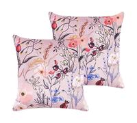 Beliani Set di 2 cuscini in velluto con motivo floreale rosa 45 x 45 cm