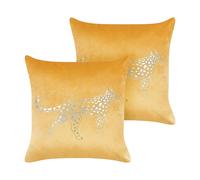 Set di 2 cuscini in velluto con stampa di animale 45 x 45 cm giallo Marula