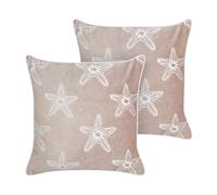 Set di 2 cuscini in velluto rosa quadrato con motivo stella marina Ceramium
