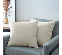 Set di 2 cuscini per divano con imbottitura, adatti come cuscino decorativo, rivestimento in ciniglia con chiusura lampo nascosta, cuscino imbottito Ökotex incluso, confezione doppia (crema, 50x50)