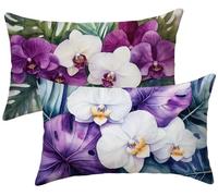 Set di 2 Cuscini per Divano Foglie Velluto 40x80 Copri Cuscini per Divano, viola Copricuscini 40x80 2 Pezzi Copri Cuscino Letto, Federa Cuscino, Copricuscino Rettangolari, Decorazioni Casa k-903