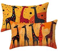 Set di 2 Cuscini per Divano giraffa Lino 50x80 Copri Cuscini per Divano, arancione Copricuscini 50x80 2 Pezzi Copri Cuscino Letto, Federa Cuscino, Copricuscino Rettangolari, Decorazioni Casa k-914