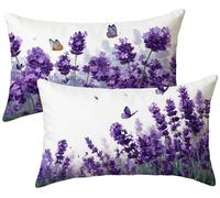 Set di 2 Cuscini per Divano Lavanda Lino 40x60 Copri Cuscini per Divano, viola Copricuscini 40x60 2 Pezzi Copri Cuscino Letto, Federa Cuscino, Copricuscino Rettangolari, Decorazioni Casa k-887
