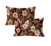 Set di 2 Cuscini per Divano Marrone Cuscini da Esterno 50x90, Retro Motivo Rettangolo Velluto Copricuscini Decorativi con Cerniera Invisibile per Sedia Camera da Letto Arredo Esterno Giardino U-498