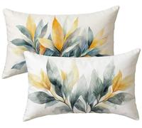 Set di 2 Cuscini per Divano piante Lino 50x80 Copri Cuscini per Divano, giallo Copricuscini 50x80 2 Pezzi Copri Cuscino Letto, Federa Cuscino, Copricuscino Rettangolari, Decorazioni Casa k-937