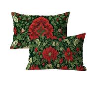 Set di 2 Cuscini per Divano Retro Cuscini da Esterno 30x50, Fiori Motivo Rettangolo Velluto Copricuscini Decorativi con Cerniera Invisibile per Sedia Camera da Letto Arredo Esterno Giardino U-494