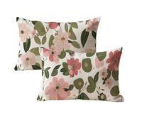 Set di 2 Cuscini per Divano Rosa Cuscini da Esterno 50x70, Fiori Motivo Rettangolo Lino Copricuscini Decorativi con Cerniera Invisibile per Sedia Camera da Letto Arredo Esterno Giardino U-500