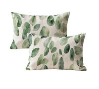 Set di 2 Cuscini per Divano Verde Cuscini da Esterno 50x70, Pianta Motivo Rettangolo Velluto Copricuscini Decorativi con Cerniera Invisibile per Sedia Camera da Letto Arredo Esterno Giardino U-496