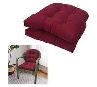 Set di 2 cuscini per esterni/interni, 48 x 48 cm, con supporto per la schiena, per sedie da patio, sedie a dondolo da giardino, cuscini spessi imbottiti (rosso 2)