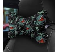 Set di 2 cuscini per il collo da auto a forma di dinosauro tirannosauro, supporto per la testa per sedile auto, cuscini a forma di osso con cinturino elastico