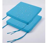 Set Di 2 Cuscini Per Sedia Da Cucina 35cm/38cm/40cm/45cm/50cm Esterno, Per Mobili Da Giardino, Impermeabili, Con Nastri, Per Terrazza Sala Da Pranzo(Blue e,15"x15"x3"/38x38x8CM)