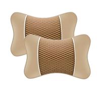 Set di 2 Cuscini Poggiatesta Auto per MG Mulan 2022 2023, per Collo e Supporto Lombare Memory Foam Traspirante con Fodera in Pelle,Beige