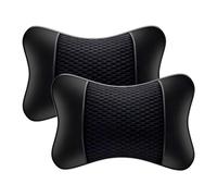 Set di 2 Cuscini Poggiatesta Auto per MG Mulan 2022 2023, per Collo e Supporto Lombare Memory Foam Traspirante con Fodera in Pelle,Black-Black