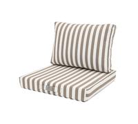 Set di 2 cuscini sfoderabili a righe beige per salotto da giardino, comfort premium, anti raggi UV, seduta: 50 x 50 cm, schienale: 35 x 50 cm, decorazione artistica