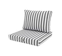 Set di 2 cuscini sfoderabili a righe grigio scuro per salotto da giardino, comfort premium, anti raggi UV, seduta: 50 x 50 cm, schienale: 35 x 50 cm, decorazione artistica