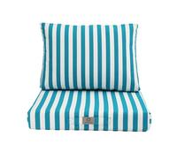 Set di 2 cuscini sfoderabili a righe turchesi per salotto da giardino, comfort premium, anti raggi UV, seduta: 60 x 60 cm, schienale: 35 x 60 cm, decorazione artistica
